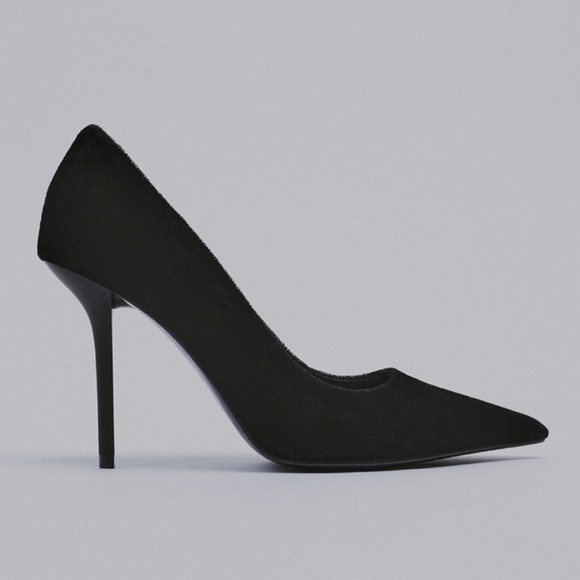 Zara Shoes Zara Pointed Tie Velvet Heel Pumps Matte Heel Poshmark